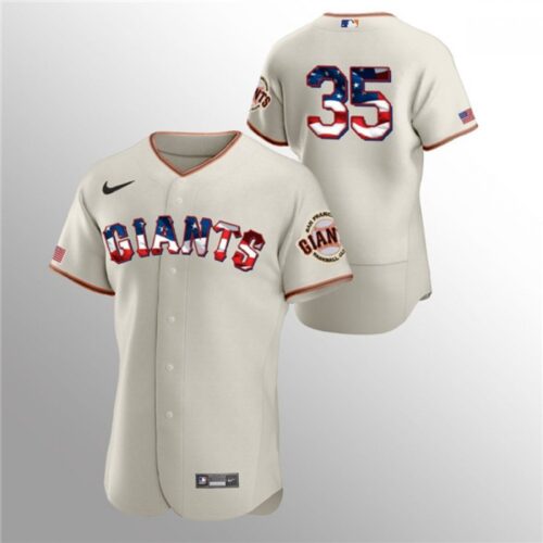 6863d69e47263_1 Men's San Francisco Giants #35 Brandon Crawford Cream 2020 Stars & Stripes Flex Base Stitched Jersey