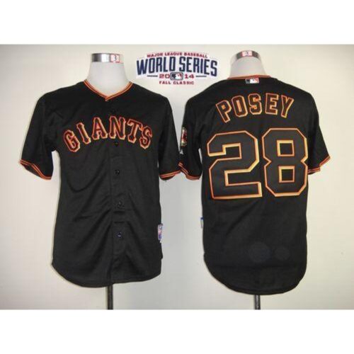 6863d710ea1bc_1 Giants #28 Buster Posey Black W/2014 World Series Patch Stitched Youth MLB Jersey