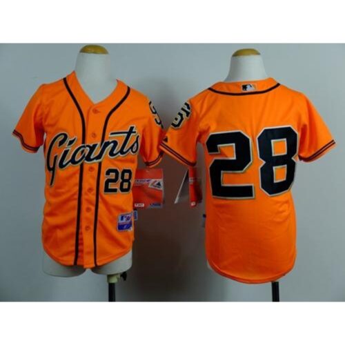 6863d73025461_1 Giants #28 Buster Posey Orange Stitched Youth MLB Jersey
