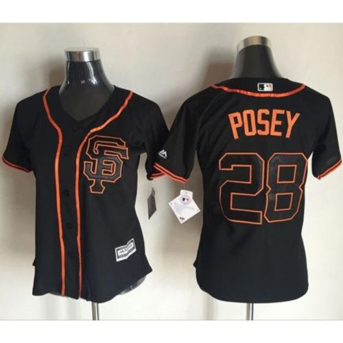 6863d738f159d_1 Giants #28 Buster Posey Black Women's Alternate Stitched MLB Jersey