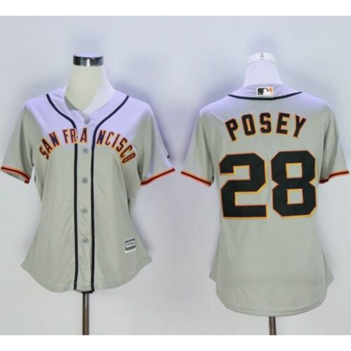 6863d745654a5_1 Giants #28 Buster Posey Grey Women's Road Stitched MLB Jersey