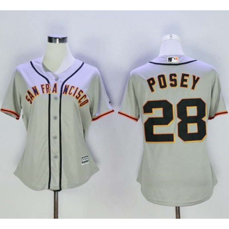 6863d745654a5_1 Giants #28 Buster Posey Grey Women's Road Stitched MLB Jersey