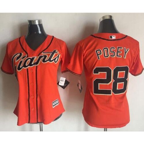 6863d7484f751_1 Giants #28 Buster Posey Orange Women's Alternate Stitched MLB Jersey