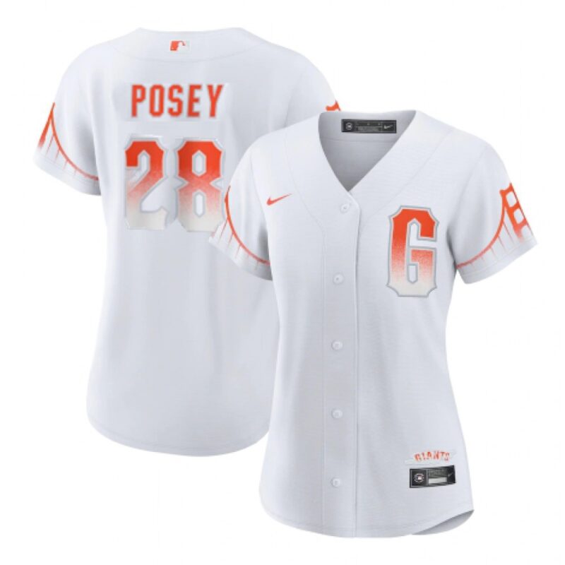 6863d74e3ad0d_1 Women's San Francisco Giants #28 Buster Posey White City Connect Cool Base Stitched Jersey(Run Small)