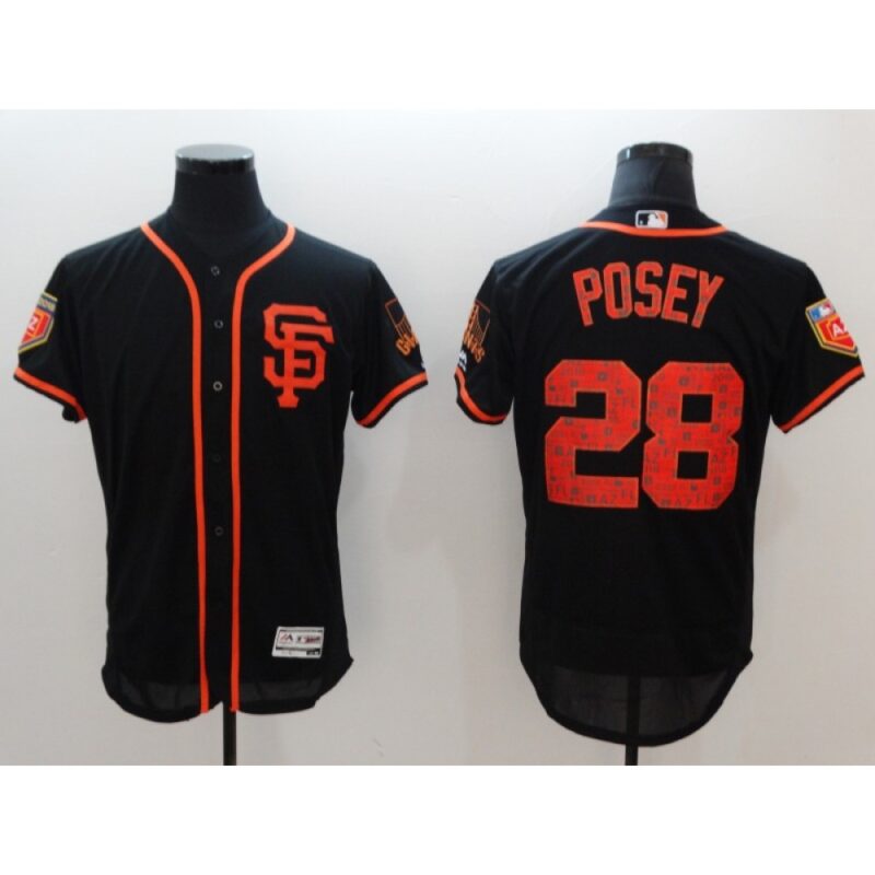 6863d75bd072a_1 Men's San Franciscoc Giants #28 Buster Posey Black 2018 Spring Training Flexbase Stitched MLB Jersey