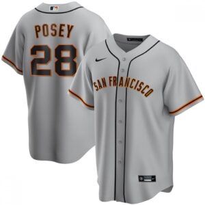 6863d76b04682_1 Men's San Francisco Giants #28 Buster Posey Grey Cool Base Stitched Jersey