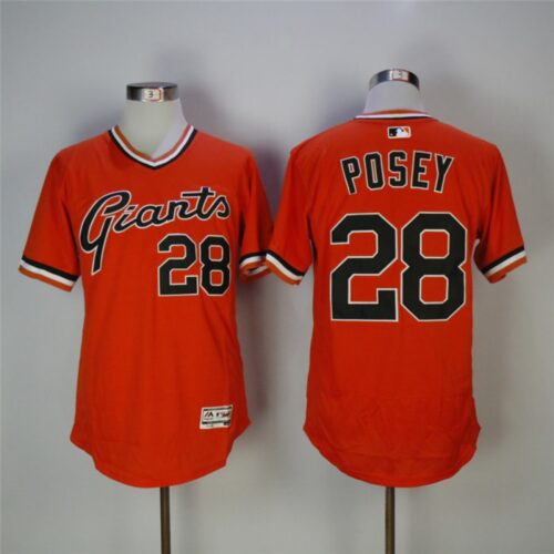 6863d772b24d3_1 Men's San Francisco Giants #28 Buster Posey Orange Throwback Flexbase Stitched MLB Jersey