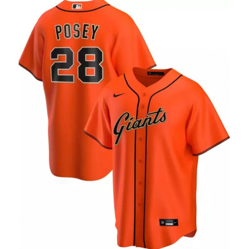 6863d7767ae91_1 Men's San Franciscoc Giants #28 Buster Posey Orange Cool Base Stitched Jersey