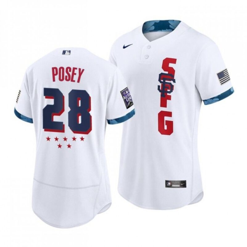 6863d7899c48c_1 Men's San Francisco Giants #28 Buster Posey 2021 White All-Star Flex Base Stitched Baseball Jersey
