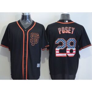 6863d7ac354a7_1 Giants #28 Buster Posey Black USA Flag Fashion Stitched MLB Jersey