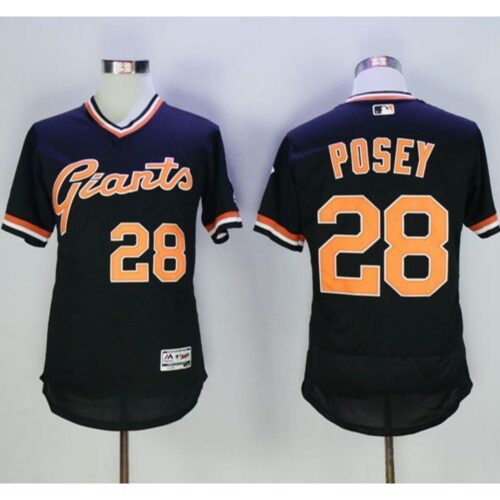 6863d7b755e1a_1 Giants #28 Buster Posey Black Flexbase Authentic Collection Cooperstown Stitched MLB jerseys