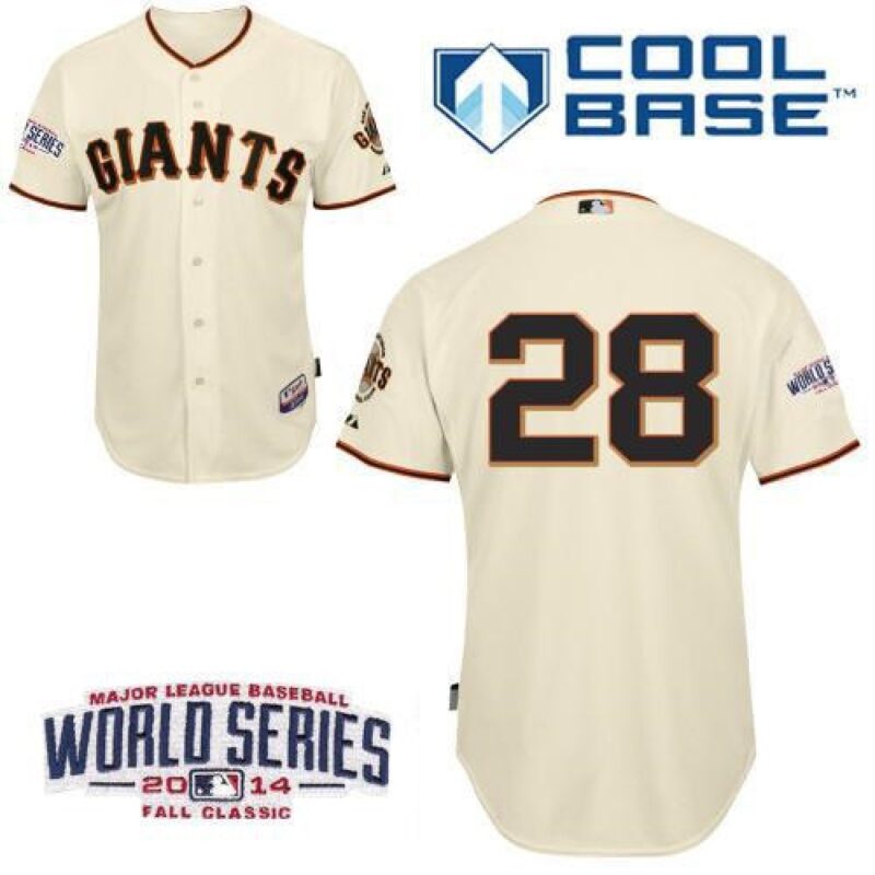 6863d7c9dbc83_1 Giants #28 Buster Posey Cream Cool Base W/2014 World Series Patch Stitched MLB Jersey