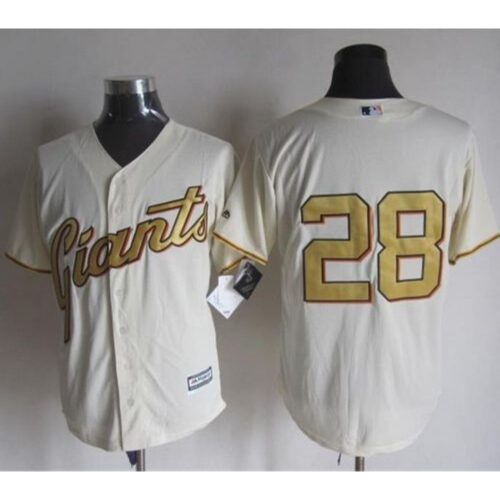 6863d7cda4884_1 Giants #28 Buster Posey Cream(Gold No.) New Cool Base Stitched MLB Jersey