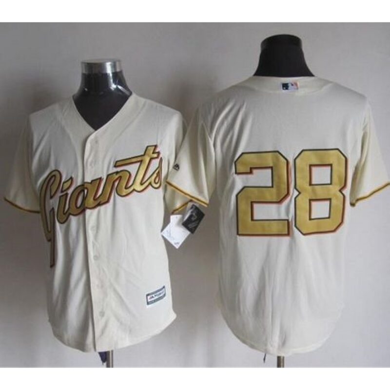 6863d7cda4884_1 Giants #28 Buster Posey Cream(Gold No.) New Cool Base Stitched MLB Jersey