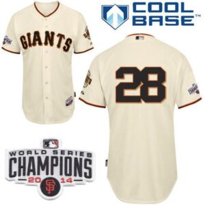 6863d7dcd4fde_1 Giants #28 Buster Posey Cream Cool Base W/2014 World Series Champions Patch Stitched MLB Jersey