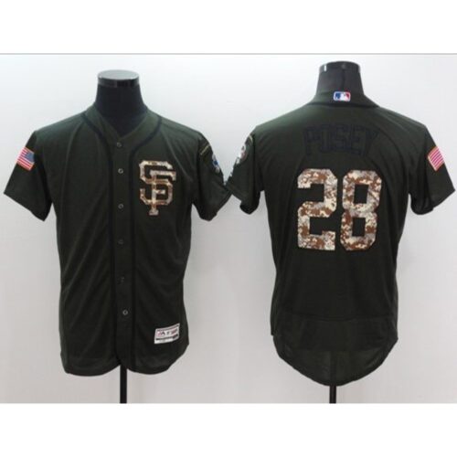 6863d7e08c1f7_1 Giants #28 Buster Posey Green Flexbase Authentic Collection Salute to Service Stitched MLB Jersey