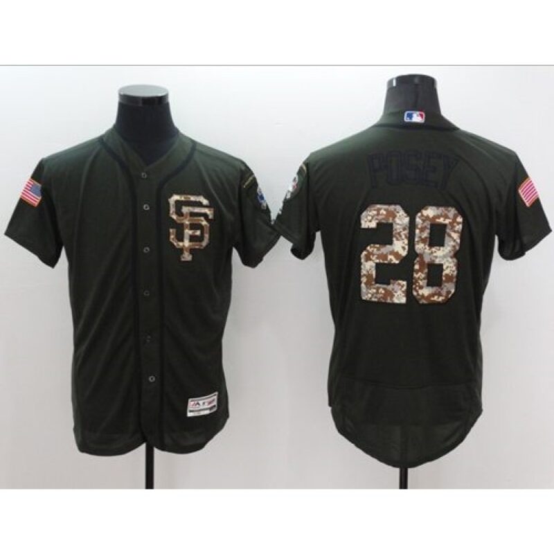 6863d7e08c1f7_1 Giants #28 Buster Posey Green Flexbase Authentic Collection Salute to Service Stitched MLB Jersey