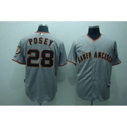 6863d7efaae04_1 Giants #28 Buster Posey Stitched Grey MLB Jersey