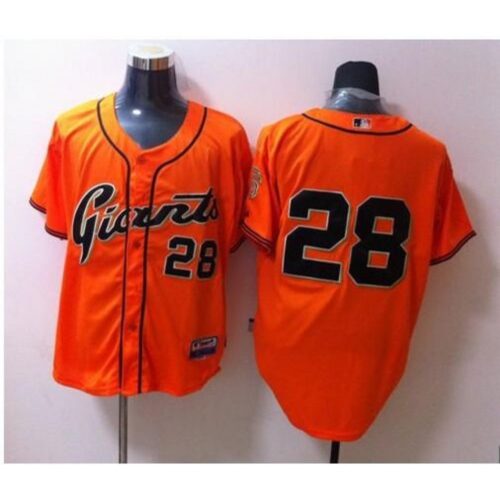 6863d80d0bfaf_1 Giants #28 Buster Posey Orange Stitched MLB Jersey