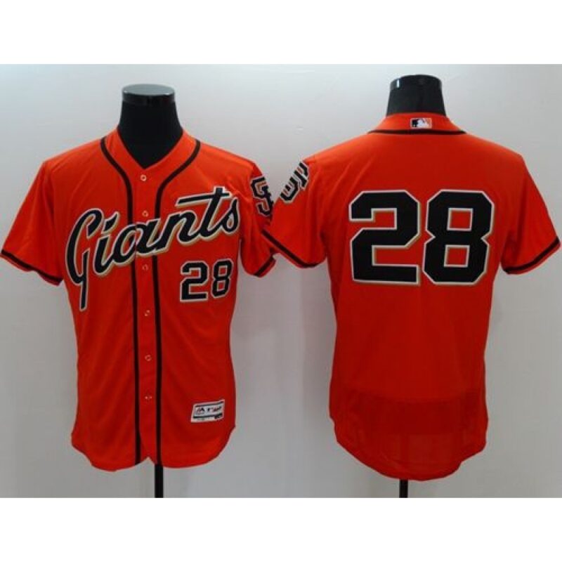 6863d81442156_1 Giants #28 Buster Posey Orange Flexbase Authentic Collection Stitched MLB Jersey