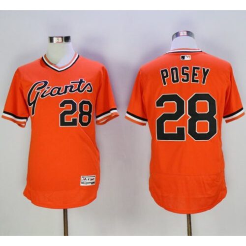 6863d81f9c4bc_1 Giants #28 Buster Posey Orange Flexbase Authentic Collection Cooperstown Stitched MLB jerseys