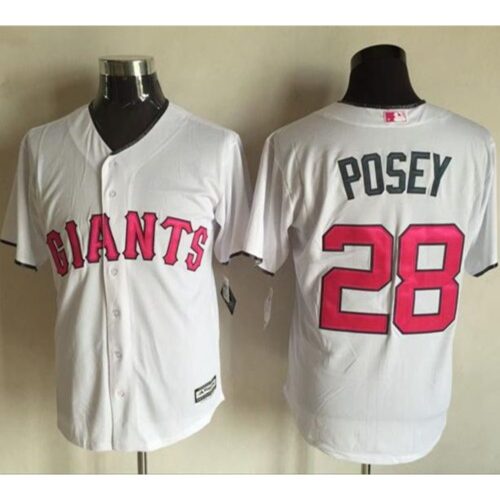 6863d826efbfd_1 Giants #28 Buster Posey White New Cool Base 2016 Mother's Day Stitched MLB Jersey