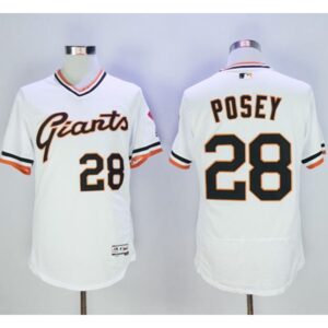 6863d82ad2a9e_1 Giants #28 Buster Posey White Flexbase Authentic Collection Cooperstown Stitched MLB Jersey