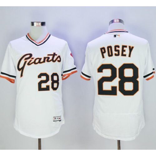 6863d82ad2a9e_1 Giants #28 Buster Posey White Flexbase Authentic Collection Cooperstown Stitched MLB Jersey