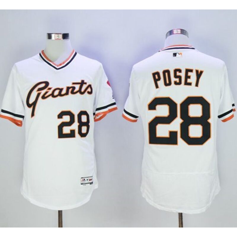 6863d82ad2a9e_1 Giants #28 Buster Posey White Flexbase Authentic Collection Cooperstown Stitched MLB Jersey
