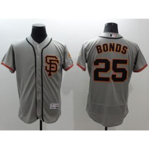 6863d889e31a8_1 Giants #25 Barry Bonds Grey Flexbase Authentic Collection Road 2 Stitched MLB Jersey