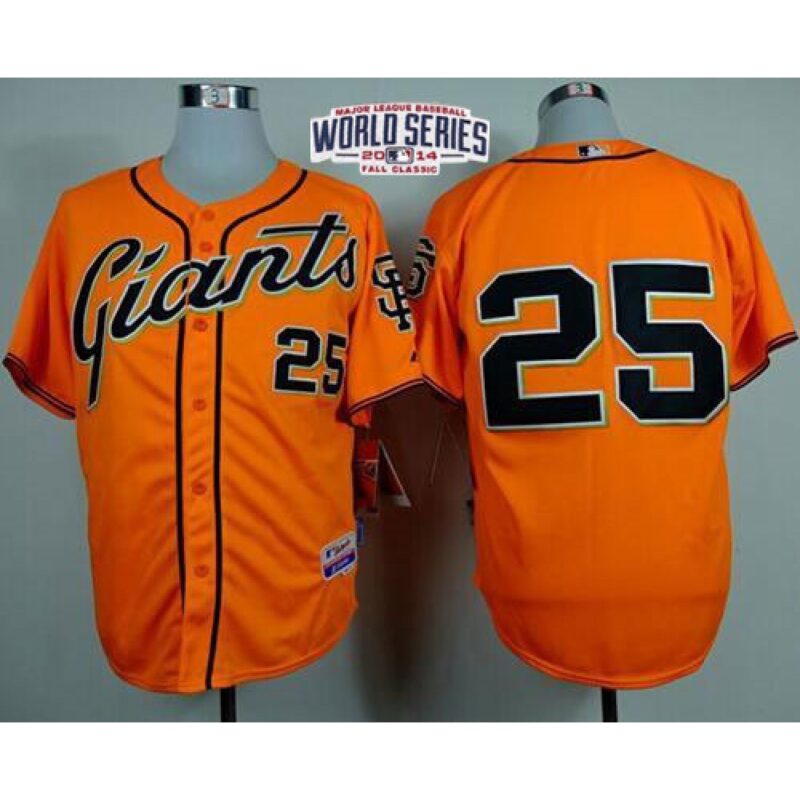 6863d8992f9f9_1 Giants #25 Barry Bonds Orange Alternate Cool Base W/2014 World Series Patch Stitched MLB Jersey
