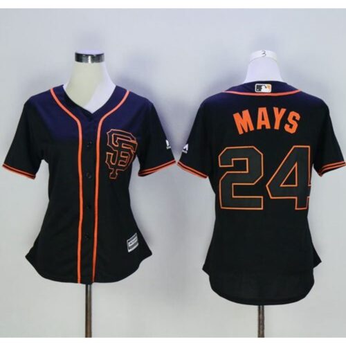 6863d8abf040d_1 Giants #24 Willie Mays Black Alternate Women's Stitched MLB Jersey