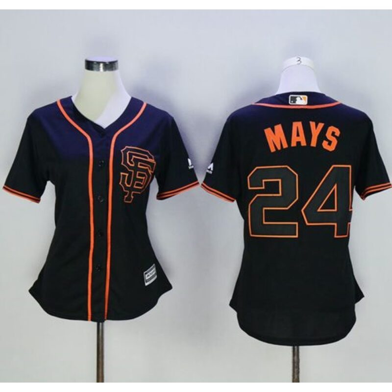 6863d8abf040d_1 Giants #24 Willie Mays Black Alternate Women's Stitched MLB Jersey