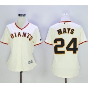 6863d8af0c32c_1 Giants #24 Willie Mays Cream Home Women's Stitched MLB Jersey