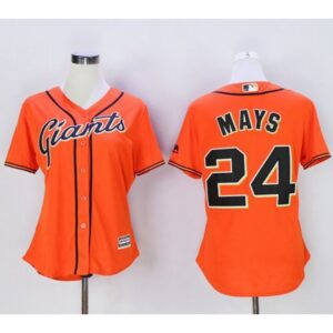 6863d8b2795ce_1 Giants #24 Willie Mays Orange Women's Alternate Stitched MLB Jersey