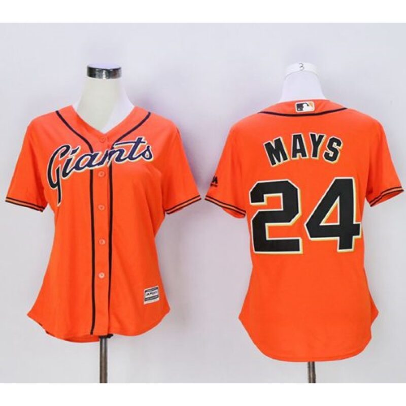 6863d8b2795ce_1 Giants #24 Willie Mays Orange Women's Alternate Stitched MLB Jersey