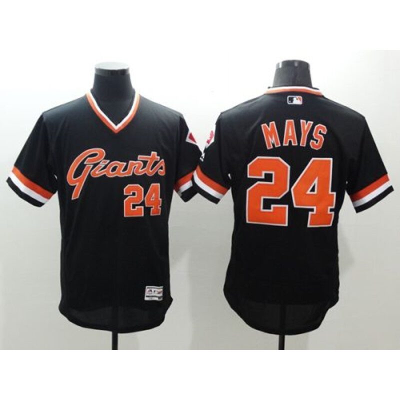 6863d8dae5fd9_1 Giants #24 Willie Mays Black Flexbase Authentic Collection Cooperstown Stitched MLB Jersey