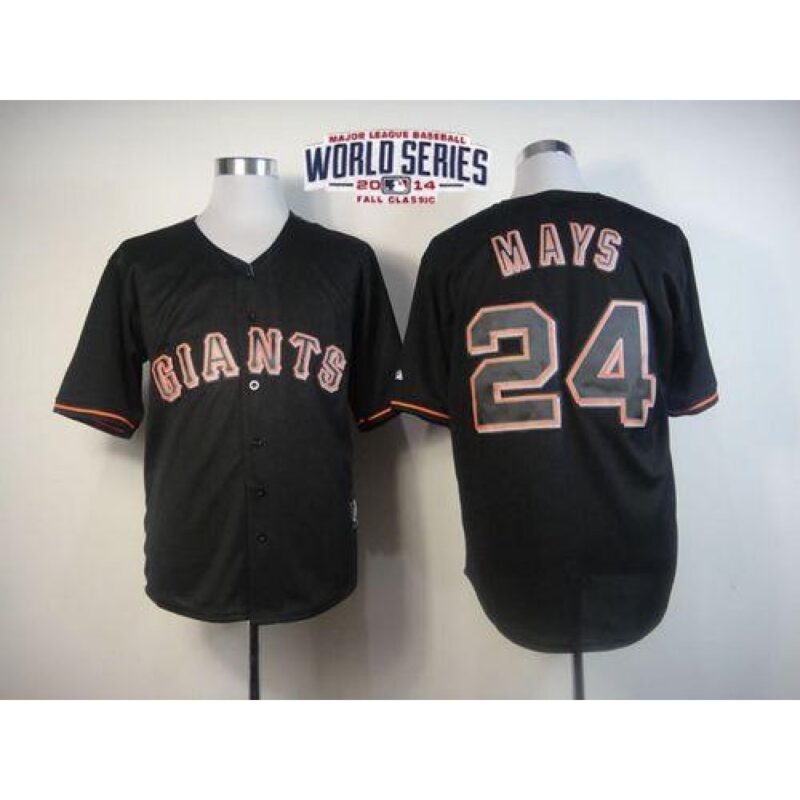 6863d8e9cbec2_1 Giants #24 Willie Mays Black Fashion W/2014 World Series Patch Stitched MLB Jersey