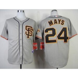 6863d8fc25d07_1 Giants #24 Willie Mays Grey Cool Base Road 2 Stitched MLB Jersey