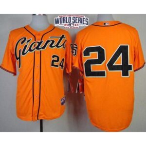 6863d90ee2517_1 Giants #24 Willie Mays Orange Cool Base W/2014 World Series Patch Stitched MLB Jersey