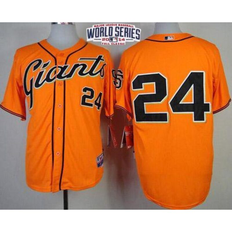6863d90ee2517_1 Giants #24 Willie Mays Orange Cool Base W/2014 World Series Patch Stitched MLB Jersey