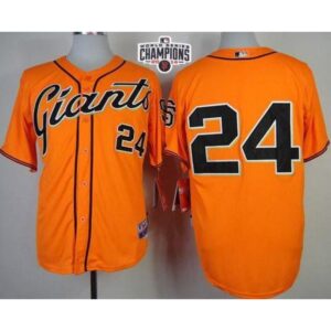 6863d9164cc14_1 Giants #24 Willie Mays Orange Cool Base W/2014 World Series Champions Patch Stitched MLB Jersey