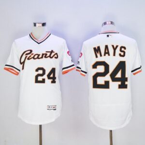 6863d919ea74b_1 Giants #24 Willie Mays White Flexbase Authentic Collection Cooperstown Stitched MLB Jersey