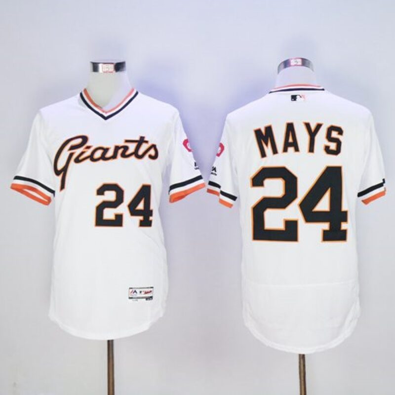 6863d919ea74b_1 Giants #24 Willie Mays White Flexbase Authentic Collection Cooperstown Stitched MLB Jersey
