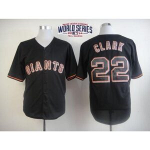 6863d95e45660_1 Giants #22 Will Clark Black Fashion W/2014 World Series Patch Stitched MLB Jersey