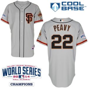 6863d97cdbbfd_1 Giants #22 Jake Peavy Grey Cool Base Road 2 W/2014 World Series Patch Stitched MLB Jersey