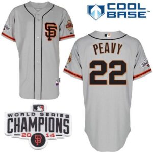 6863d98150ebb_1 Giants #22 Jake Peavy Grey Road 2 Cool Base W/2014 World Series Champions Patch Stitched MLB Jersey