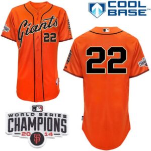 6863d98c71b5f_1 Giants #22 Will Clark Orange Alternate Cool Base W/2014 World Series Champions Stitched MLB Jersey