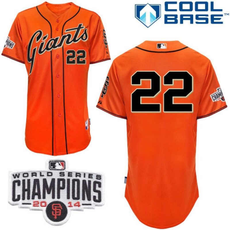 6863d98c71b5f_1 Giants #22 Will Clark Orange Alternate Cool Base W/2014 World Series Champions Stitched MLB Jersey