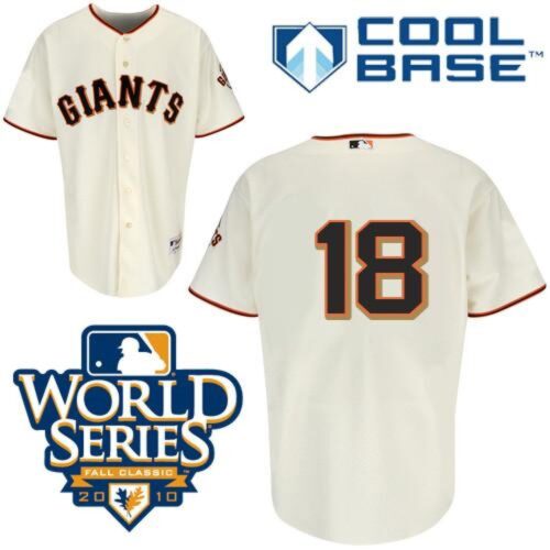 6863d9d6d276d_1 Giants #18 Cain Matt Cream Cool Base w/2010 World Series Patch Stitched MLB Jersey